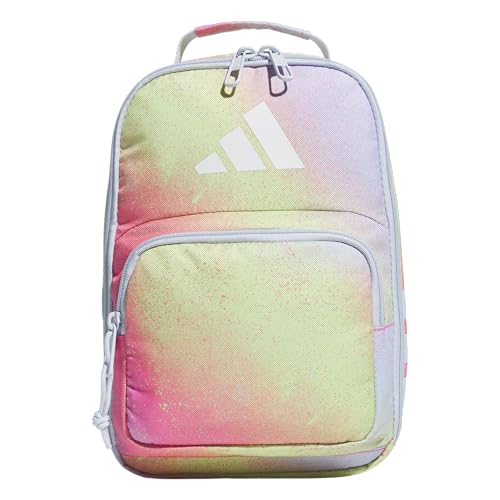 adidas Kids Santiago Lunch Bag for Girls & Boys – Insulated Cooler Lunchbox, 8L - color: 4.0/Spray Gradient Pulse Lime/ Crystal Sky Blue
