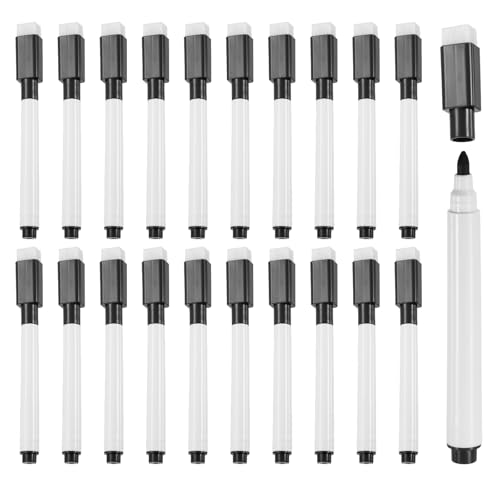 MECCANIXITY 50 Pack Dry Erase Markers Pens, Watercolor Fine Tip Marker, Whiteboard Markers with Eraser Cap for Paper Drawing Art Supplies Office Home, Black - color: Black