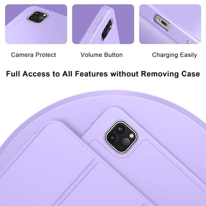 ZryXal iPad Pro 11 Inch Case (M5) 2025/ (M4) 2024 (Model: A2836/A2837/A3006), Trifold Stand Smart Cover with Pencil Holder and Soft TPU Back, Auto Wake/Sleep (New Clove Purple) - color: New Clove Purple