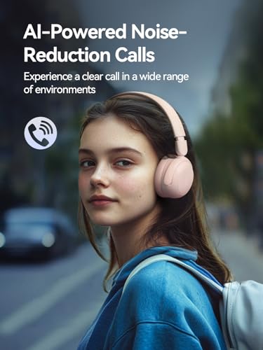 1MORE HQ20 Wireless On-Ear Headphones with Microphone, 85dB Safe Volume, 65H Playtime, Lightweight Foldable Bluetooth Headphones for School/Travel, Android and iOS Compatible, Pink - color: Pink