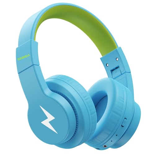 seenda Kids Bluetooth Headphones, JCH-01 Kids Wireless Headphones for School, 85/94dB Volume Limited, 45H Playtime, 3 Lighting Modes, Built-in Mic Headset with Aux Cord for iPad,Blue&Yellow - color: Blue&Yellow