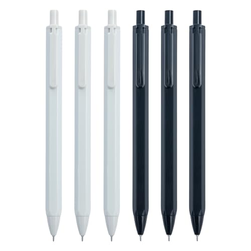 M&G 6 Pcs Gel Pens, 0.35mm Black Ink Gel Pen Fine Point Pens, Retractable Gel Ink Rollerball Pens, Quick Dry Gel Ink Pens with Large Capacity Ink Smooth Writing for Office Schoo