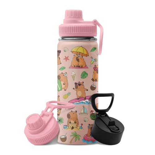 Capybara Gifts Water Bottle 18 oz Stainless Steel Insulated Tumbler Cup For Hot Or Cold Drinks, Christmas Birthday Gifts for Women Men Cute Capybara Mug Funny Gift Stuff Gift for Friend Her Him - color: Capybara