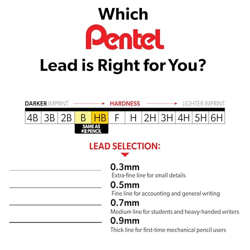 Pentel Super Hi-Polymer Lead Refill, (0.9mm) Thick, B, 180 Pieces of Lead (50-9-B) - style: B Lead