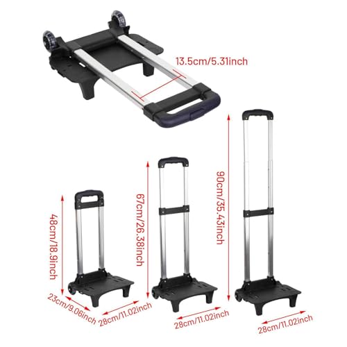 Backpack Hand Truck, Compact Portable Backpack Trolley, Luggage Cart, Foldable Wheeled Hand Trolley, Style B (2 Wheel Black) - color: Style B (2 Wheel Black)
