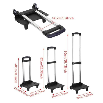 Backpack Hand Truck, Compact Portable Backpack Trolley, Luggage Cart, Foldable Wheeled Hand Trolley, Style B (2 Wheel Black) - color: Style B (2 Wheel Black)