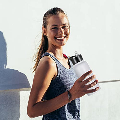 32 oz Insulated Water Bottle Bulk 4 Pack, Stainless Steel Sports Water Bottles with Straw Lid & Wide Mouth Lids, Double Walled Vacuum, Leak Proof, White - color: White, size: 32 Ounces-4