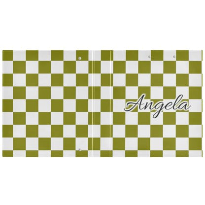 Custom 3 Ring Binder 1.5 Inch Round Rings Olive Checkered Personalized Name Binders Organizer Fashion View Binder with 2 Pockets for School Office Supplies - color: Multi14