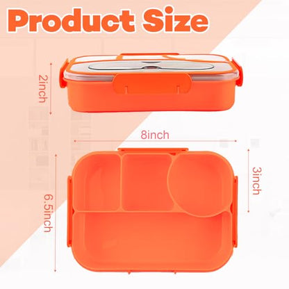 Bento Box for Adults,4 Compartments Lunch Box, Snack Containers Reusable Lunch Containers Drop-Proof, Dishwasher Safe & Made with BPA-Free Materials, Orange - color: Orange