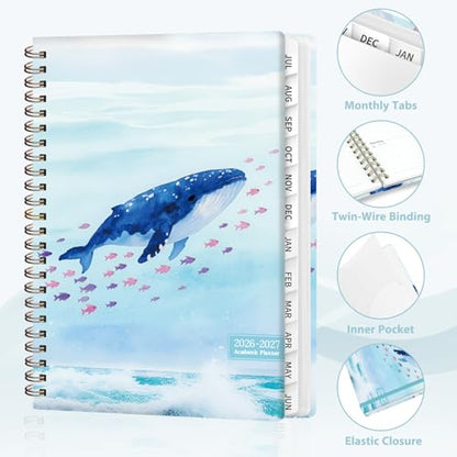 Planner 2026-2027, Weekly and Monthly Academic Year Calendar Planner, July 2026 - June 2027, Daily Agenda Book for Office School Supplies, A5(6.3'' x 8.5'') - color: 2607-Whale, size: 6.3"x8.5"(Jul 2026-Jun 2027)