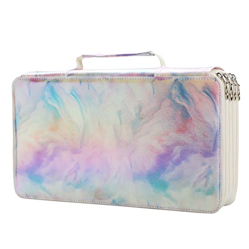 Portable Colored case Organizer Slot holds 300 pcs Pencils with Printing Pattern for Watercolor Pens or Markers, Pencil Case Organizer for Artist - color: Marble-Purple, size: 300