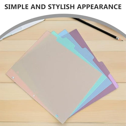 20pcs A4 Binder Index Dividers with Tabs, 3-Hole Plastic Separator Pages in Pastel Colors, Multi-Section Organizer for Student, Teacher, Office and Home Filing