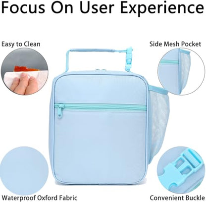 GYEUKHAM Insulated Lunch Bag for Women Girl Teen large Insulated Kid Lunch Bag,Large Reusable Cute Cooler Bag for School Work Picnic,Blue Alphabet - color: Blue Alphabet