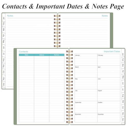 Daily Planner 2026 Full Page Per Day- 2026 Daily & Monthly Planner from January 2026 to December 2026, Day Planner 2026 with 12 Months Tabs, 6.4" x 8,5", Green - color: Green, size: 6.4" x 8.5"