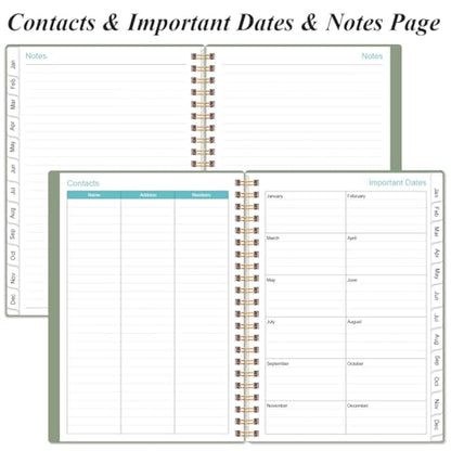 Daily Planner 2026 Full Page Per Day- 2026 Daily & Monthly Planner from January 2026 to December 2026, Day Planner 2026 with 12 Months Tabs, 6.4" x 8,5", Green - color: Green, size: 6.4" x 8.5"