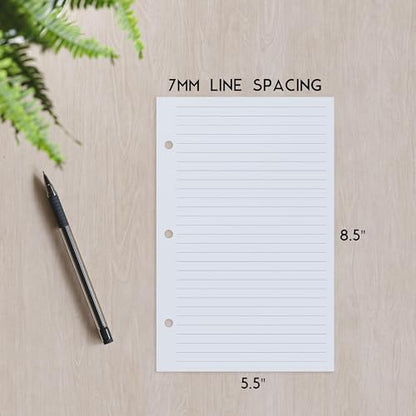 Half Letter Lined Paper, 3-Hole Punched, 500 Sheets/1,000 Pages, 100 GSM, Printer Paper Binder Refill, 5.5 in. x 8.5 in., fits in Half Letter 3-Ring Binders, Binder Refill Line Inserts (500-Sheet) - size: 500 Sheets/1000 Pages