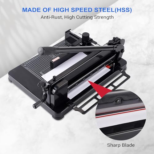 Heavy Duty Paper Cutter,12 inch Guillotine Paper Cutter,Guillotine Paper Cutters and Trimmers Cards Leather with Metal Base for Office Home School (Black, a4) - color: Black, size: a4