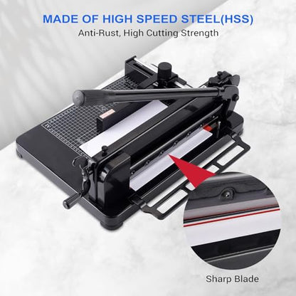 Heavy Duty Paper Cutter,12 inch Guillotine Paper Cutter,Guillotine Paper Cutters and Trimmers Cards Leather with Metal Base for Office Home School (Black, a4) - color: Black, size: a4