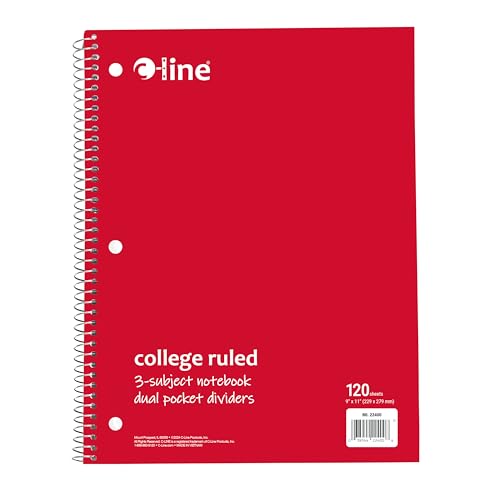 C-Line 3-Subject Notebook, College Ruled, 1 Notebook, Color May Vary (22400)