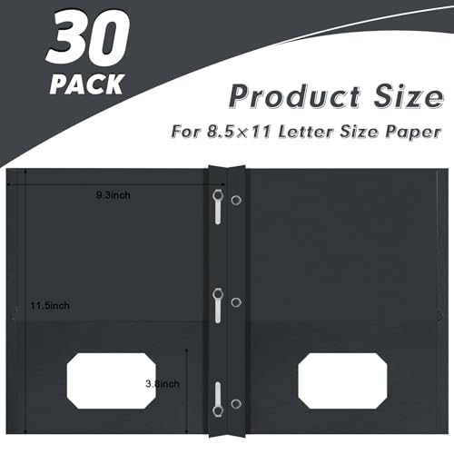 Two Pocket Folders, PANDRI 30 Pack Two Pocket Folders with Prongs, 3 Prong Folders Designed for Office and Classroom, Letter Size Black - color: Black