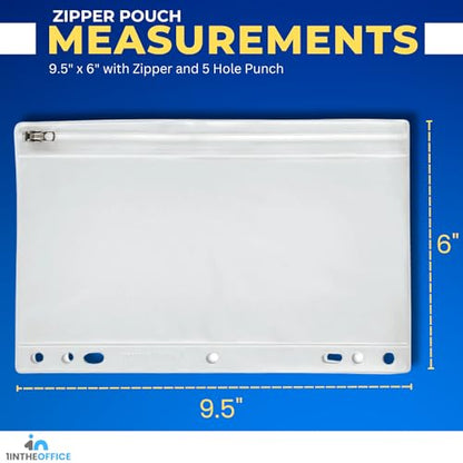 1InTheOffice Clear Pencil Pouch For 3 Ring Binder, Ring Binder Pockets with Zipper, Vinyl, 4 Pack