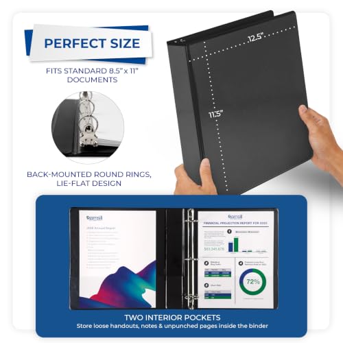 Samsill 1.5 Inch 3 Ring Binders, Economy Round Ring, Clear View Cover, 325 Sheet Capacity - for School, Home, Office - Black, 12 Pack - size: 12-Pack, style: 1.5 Inch