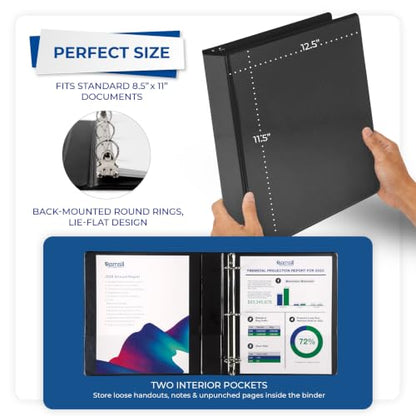 Samsill 1.5 Inch 3 Ring Binders, Economy Round Ring, Clear View Cover, 325 Sheet Capacity - for School, Home, Office - Black, 12 Pack - size: 12-Pack, style: 1.5 Inch