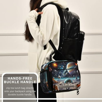 Space Planet Universe Kids Lunch Box Insulated Lunch Bags Cooler Tote Bag with Removable Shoulder Strap for Boy Girl Student 20847713 - color: Space