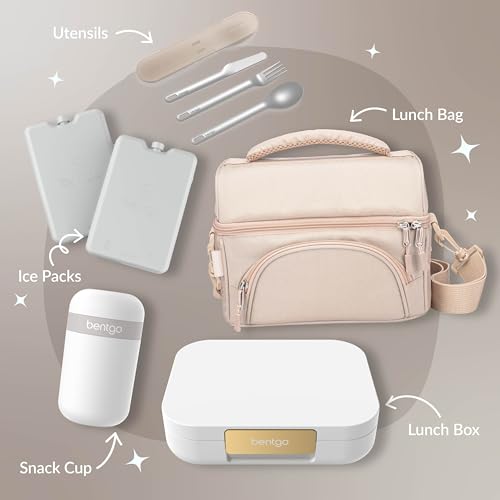 Bentgo® Modern - Leak-Resistant Bento Lunch Box For Adults, Teens, & Larger Appetites; Reusable BPA-Free Meal Prep Container with 3 or 4 Compartments, Dishwasher/Microwave Safe; 5 Cups (White) - color: White