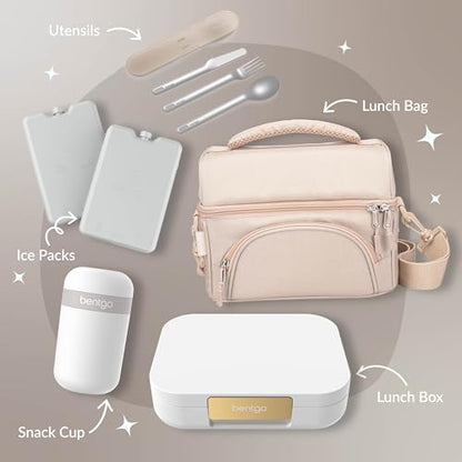 Bentgo® Modern - Leak-Resistant Bento Lunch Box For Adults, Teens, & Larger Appetites; Reusable BPA-Free Meal Prep Container with 3 or 4 Compartments, Dishwasher/Microwave Safe; 5 Cups (White) - color: White