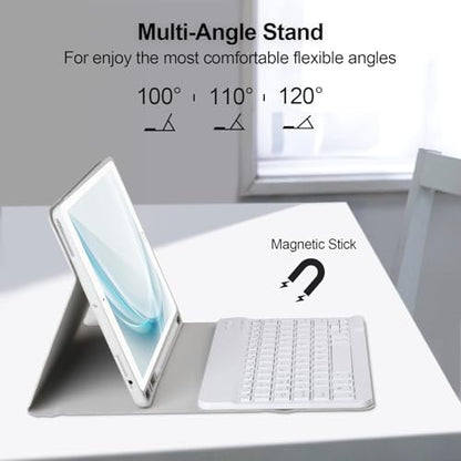AHYWTAN Keyboard Case for iPad 9/8/7th Gen 10.2, Bluetooth Keyboard with 7 Color Backlit, iPad 10.2 inch Case with Keyboard, Pencil Holder,Grey-W - color: Grey