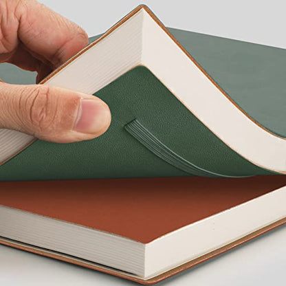 AHGXG College Ruled Notebook 2 Pack - B5 Large Composition Notebook Lined Journal 7.6 x 10 inch, with Thick 100gsm Lined Paper, Total 408 Numbered Pages, Inner Pocket - Green Brown - color: Green Brown, size: B5