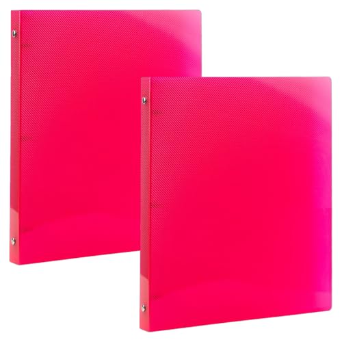 JAM PAPER Plastic 0.5 inch Binders - Fuchsia Pink 3 Ring Binders - 2/Pack - color: Pink, size: 0.5 inch (Pack of 2)