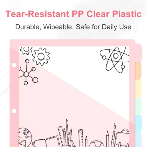 Binder Dividers with Pockets for 3-Ring Binder, 8-Tab Pastel Dividers | Fits Letter-Size Paper, Two Storage Pockets, Extra-Wide Tabs, Heat-Sealed PP Plastic, Back to School, Office Supplies