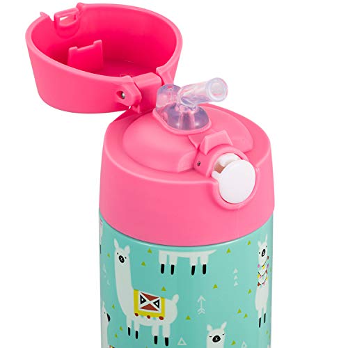Snug Insulated Kids Water Bottle with Straw & Spout – Double-Wall Stainless Steel, Leakproof, Easy-Flip Lid – For School, Travel, Toddlers & Big Kids - Llamas, 17oz - color: Llamas, size: 16.9 Ounces