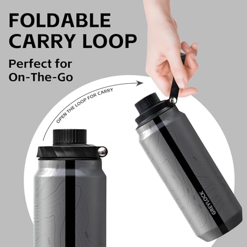 Greylock 20 oz Insulated Water Bottle with Straw Lid, Reusable Stainless Steel Sports Water Bottles with Foldable Handle, Leak Proof, Double-Wall Vacuum Insulation, 24 Hours Cold (Mapmaker's Muse) - color: Mapmaker's Muse, size: 20 Ounces