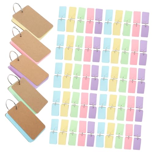 SHERCHPRY 50sheets Blank Learning Flash Cards with Binder Rings Memo Cards for Note-taking and Study for Students Office Use and Diy Projects