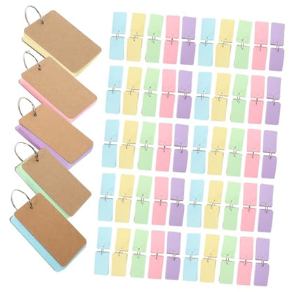 SHERCHPRY 50sheets Blank Learning Flash Cards with Binder Rings Memo Cards for Note-taking and Study for Students Office Use and Diy Projects