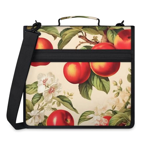 Fruit Apples Zipper Binder, 3-Ring Binder with Handle Shoulder Strap, Multiple Pockets & Storage Organizer Case - color: Multicolor 8