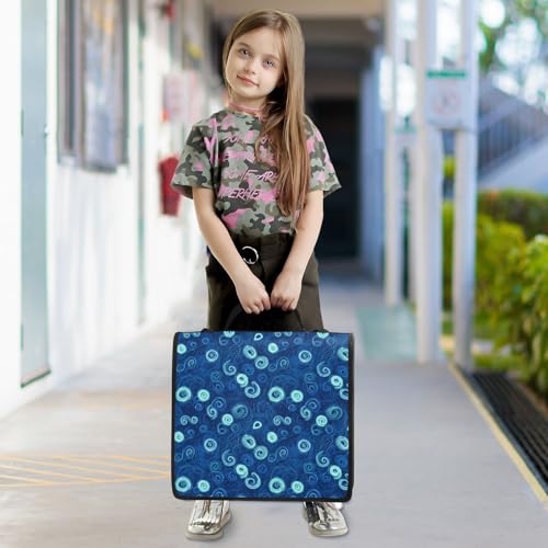 Kigai Blue Swirl 3 Ring Zipper Binder Organizer, Large Capacity Binder Bag Holds 500 Sheets, Water Resistant Multi-Pocket Binder with Shoulder Strap for School Office Teachers