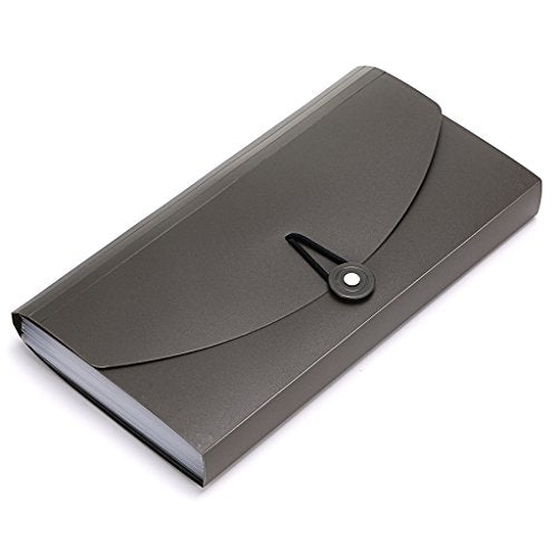 BTSKY 13 Pockets Expanding Check Bill File Folder-Hand-held Small Accordion File Folder Expandable Card Ticket Holder Plastic Business Document Organizer Wallet Case New Grey - color: Grey