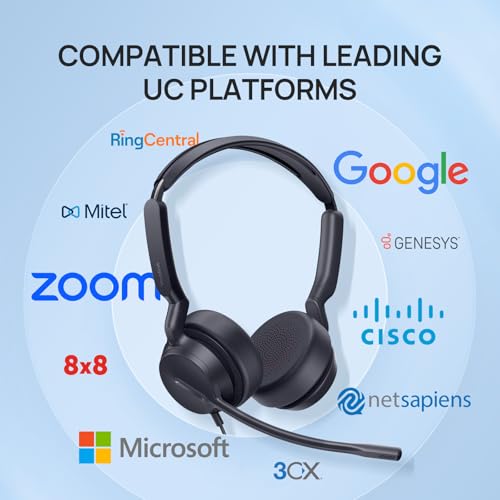 Yealink UH42 SE Wired Headset, USB-A/C & 3.5mm,in-Line Controls, On-Ear | Stereo Computer Headphones, Teams/Zoom Certified, Noise Cancelling Microphone, PC/Laptop/Phone, 7ft Cable, Call Center,Office - color: Dual-Ear, size: 3.5mm & USB-C/A