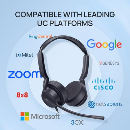 Yealink UH42 SE Wired Headset, USB-A/C & 3.5mm,in-Line Controls, On-Ear | Stereo Computer Headphones, Teams/Zoom Certified, Noise Cancelling Microphone, PC/Laptop/Phone, 7ft Cable, Call Center,Office - color: Dual-Ear, size: 3.5mm & USB-C/A