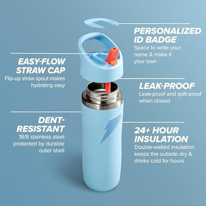 Gatorade 'Overtime' 22oz Stainless Steel Water Bottle, Straw Cap, Red/Blue - color: Red/Blue, size: 22 Ounces, style: Straw Cap