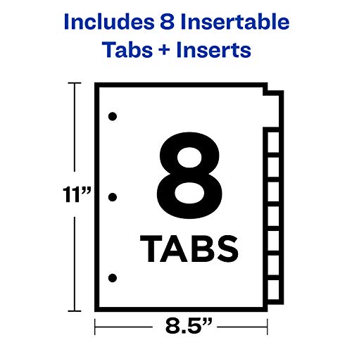 Avery Big Tab Insertable Plastic 2 Pocket Dividers for 3 Ring Binders, 8 Tab Set, Bright Two-Tone Multicolor, Works with Sheet Protectors, 1 Set (11989) - style: Plastic Dividers