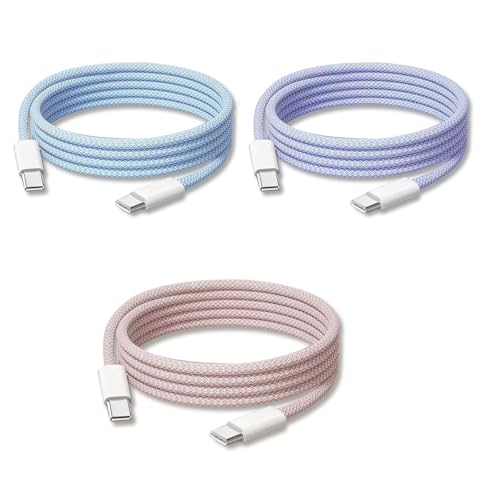 iPhone 15 16 Fast Charger Cable 3ft,3 Pack USB C Car Charging Cord for iPhone 17/16/15 Plus/15 Pro Max,MacBook Pro 2021/2020,Google Pixel 10 Pro XL 9 8A 8 Pro 7A 6 Pro,Samsung Galaxy S24 - color: Blue,Purple, Pink