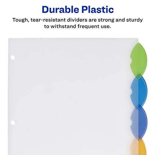 Avery Insertable Style Edge Plastic Dividers for 3 Ring Binders, 5-Tab Set, Multicolor, 1 Set (11200)