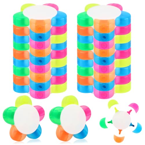 gisgfim 20 Pieces MultiColor Highlighters Flower Highlighter Bulk Assorted Colors 5 in 1 Cute Highlighter Markers Pens Fluorescent Watercolor Set for Office School Stationery Supplies Party Favors
