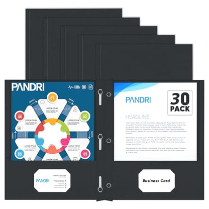 Two Pocket Folders, PANDRI 30 Pack Two Pocket Folders with Prongs, 3 Prong Folders Designed for Office and Classroom, Letter Size Black - color: Black