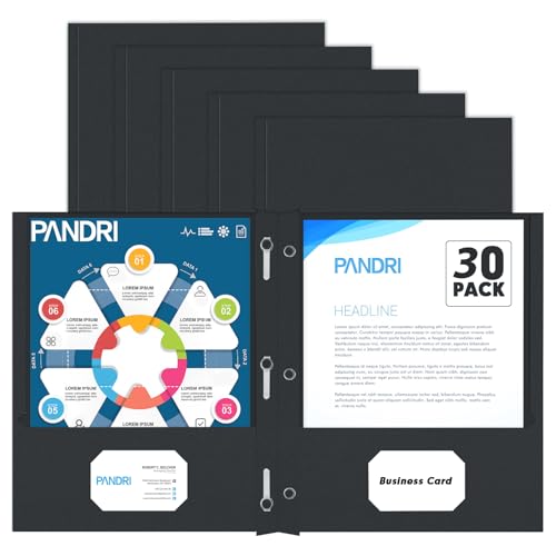 Two Pocket Folders, PANDRI 30 Pack Two Pocket Folders with Prongs, 3 Prong Folders Designed for Office and Classroom, Letter Size Black - color: Black